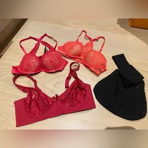 Elegant Red and Black Lace Bra Set, Agent Provocateur + Calvin Klein